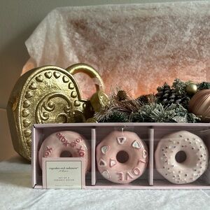 Cupcakes and Cashmere Donuts Frosted Ceramic Decor Valentines Set of 3 Pink Love